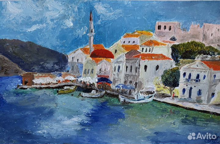 Картина маслом Греция Крит морской пейзаж