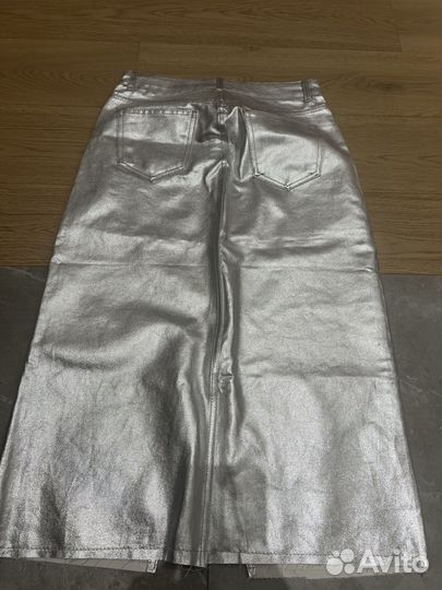 Юбка миди-серебро