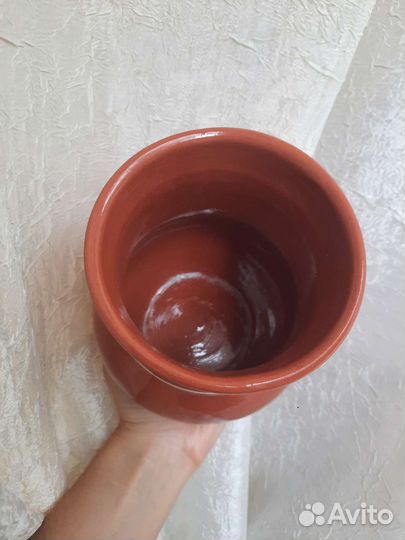 Глиняная крынка, крынка небольшая. Ваза для цветов