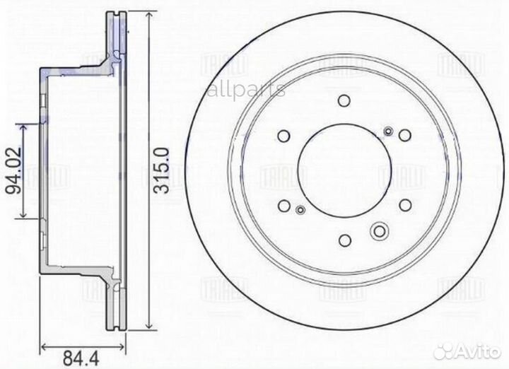 Trialli DF 084410 Диск торм. зад. d315