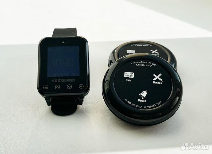 Беспроводная кнопка вызова официанта и часы