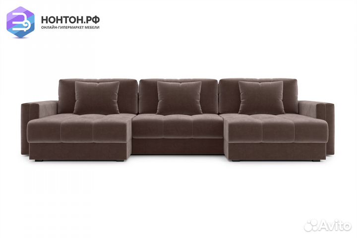 Диван п-образный тик-так Монарх М1О2 коричневый