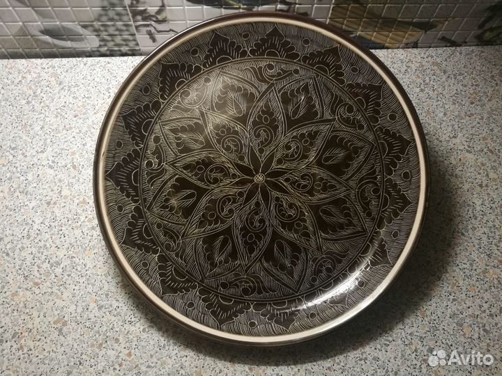 Ляган 38 см. плоский коричневый