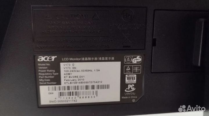 Монитор acer V173