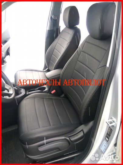 Чехлы Автопилот Hyundai Santa-Fe из экокожи чёрные