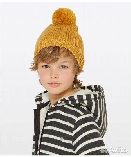 Шапка petit betau розовая и горчичная