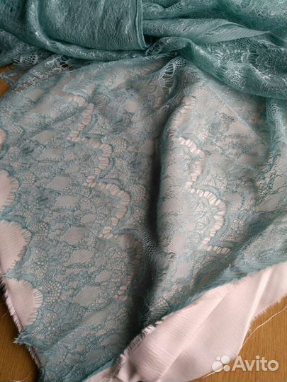 Ткань на стильное платье гипюр + натур шелк