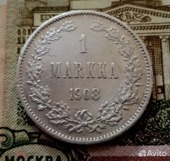 1 марка 1908 года. Финляндия в составе Р.И