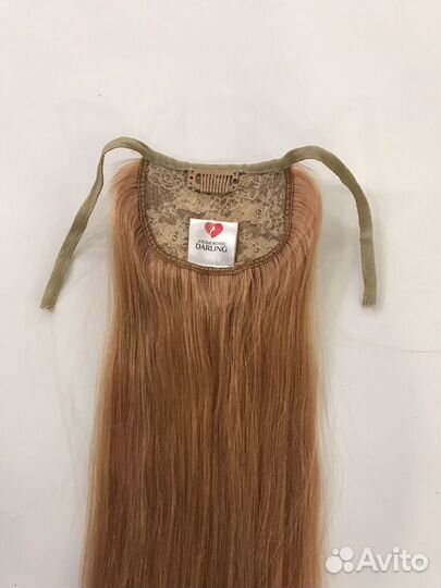 Хвост из натуральных волос на ленте (60см)