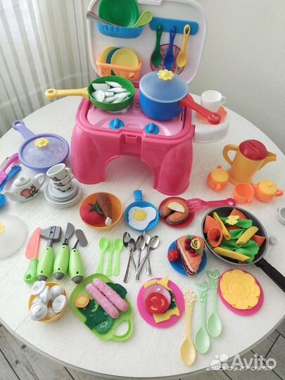 Кухня настольная со звуком+ посуда и еде из фетра