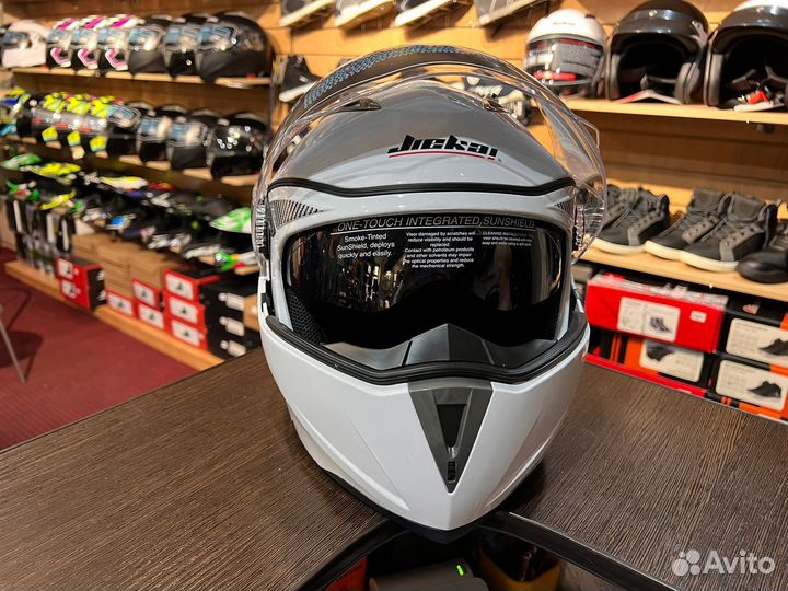 Мото шлем модуляр экипировка белый