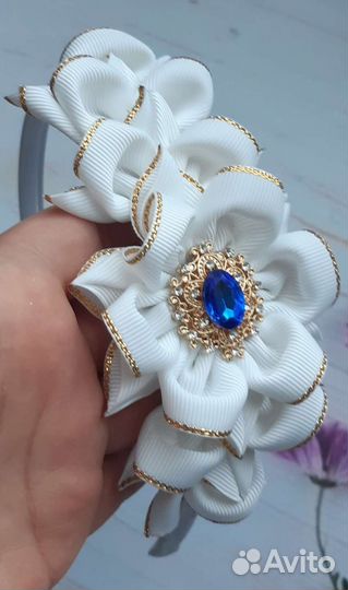 Бант белый Ободок для волос