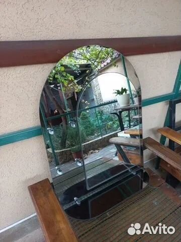 Зеркало арка с полочкой 75см в ванную комнату