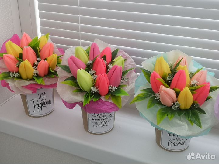 Букет тюльпанов из мыла к 8 марта