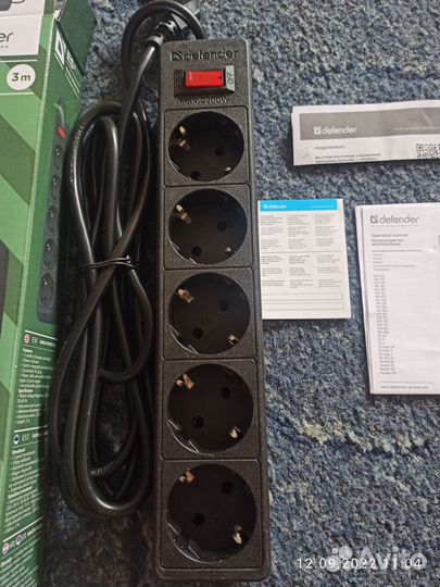 Сетевой фильтр Defender 3 метра, 10А Белый