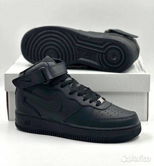 Кроссовки Nike Air Force 1 High (с мехом) черные