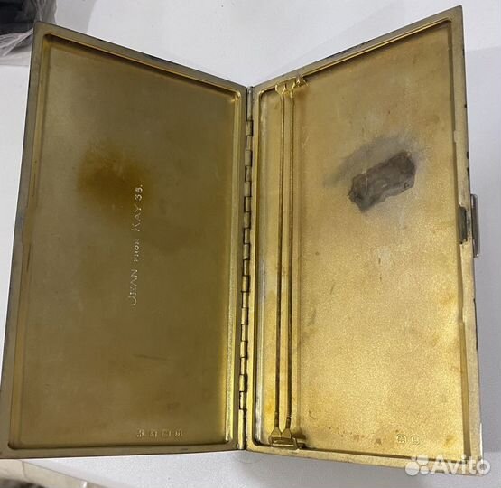 Портсигар серебро. Золочение