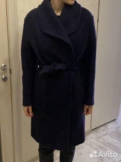 Пальто темно синее с запахом