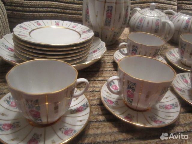 Кофейный сервиз лфз 22 предмета фарфор СССР