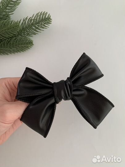 Банты из кожаной ленты черные ручная работа