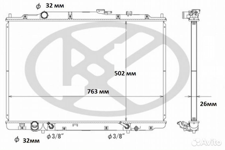 Радиатор охлаждения,Хонда пилот, Акура мдх