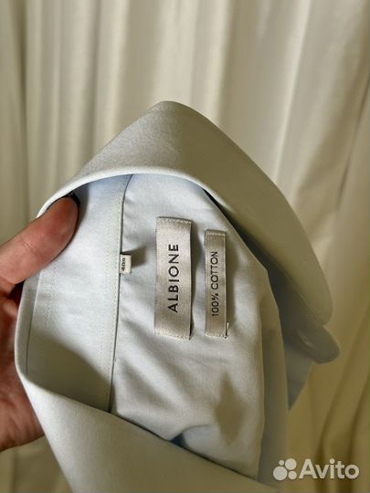 Голубая рубашка Albione (100% хлопок) 40S