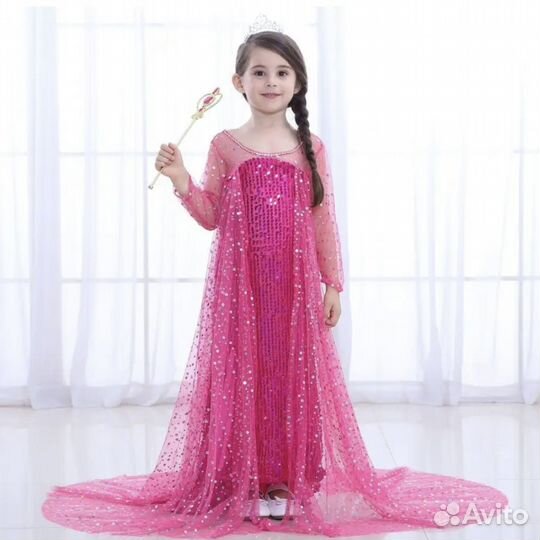 Платье Эльзы холодное сердце с пайетками