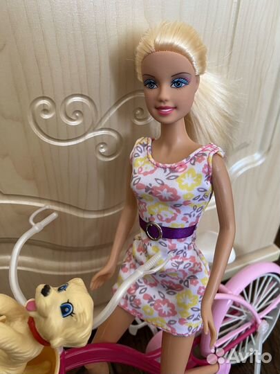 Кукла барби с велосипедом и собачкой, Barbie