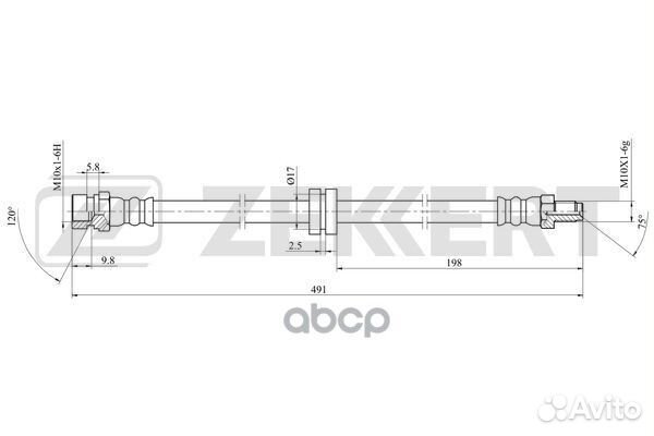 Шланг тормозной передний Kia Carens 00- Sephia