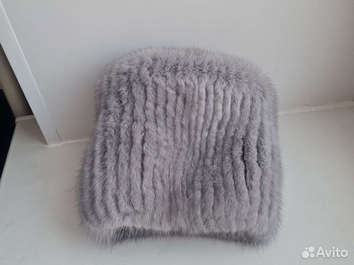 Шапка норковая вязаная