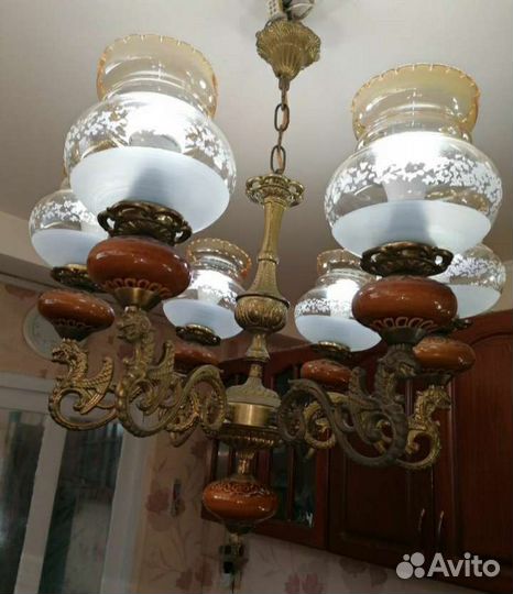 Люстра потолочная СССР Югославия бронза