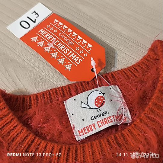 Свитер новогодний для девочки р 104/110