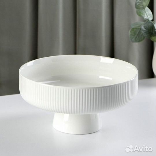 Блюдо керамическое для фруктов, d20,5 см, цвет бел
