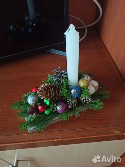 Новогодняя композиция со свечой