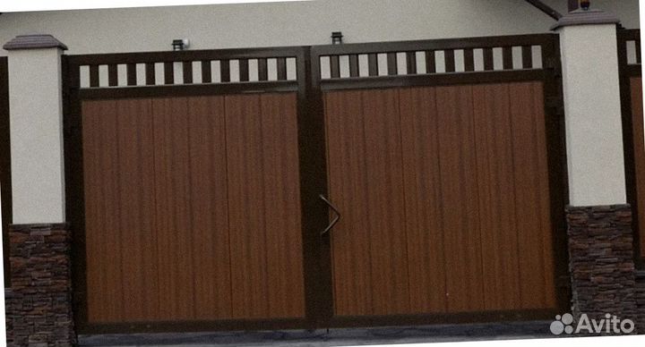 Распашные ворота в алюминиевой раме Дорхан