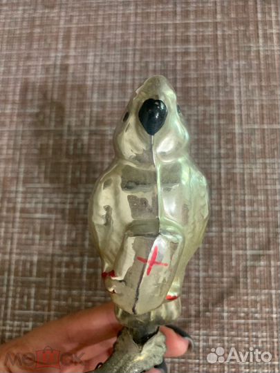 Ёлочная игрушка СССР. попугай С ватой