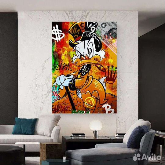 Яркая картина маслом в подарок Скрудж Макдак