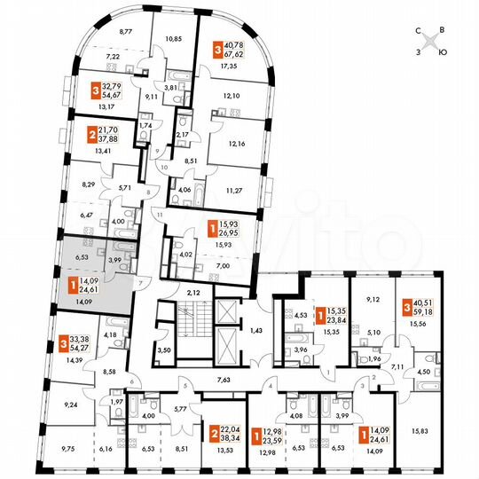1-к. апартаменты, 24,6 м², 13/15 эт.
