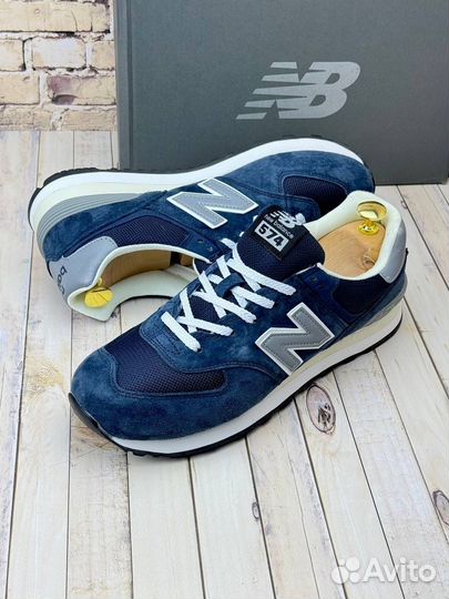 Кроссовки new balance 574 синие сеточные