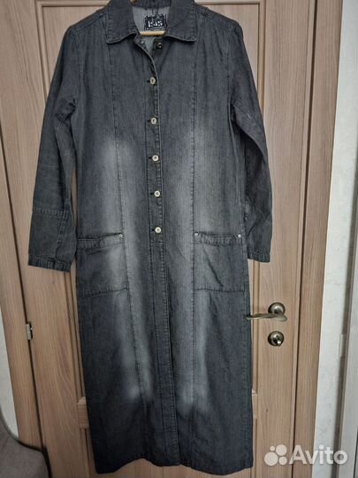 Плащ 100% denim винтаж из 90 - х