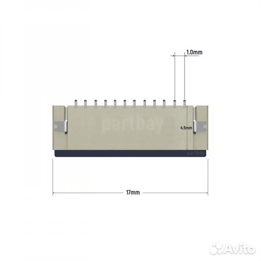 Коннектор для FFC FPC шлейфа 12-pin шаг 1.0mm ZIF