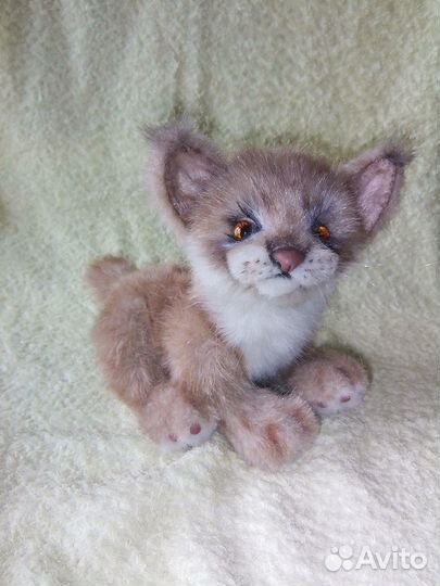 Игрушка авторская коллекционная котенок, рысенок