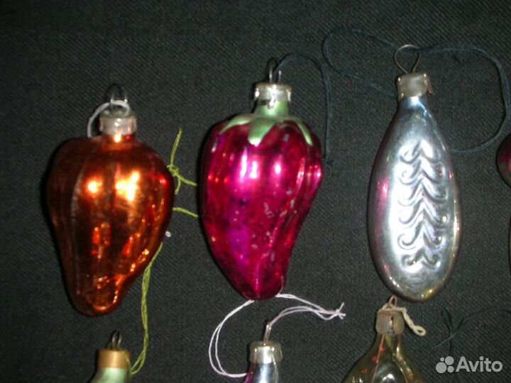 Ёлочные игрушки, 12 штук, СССР