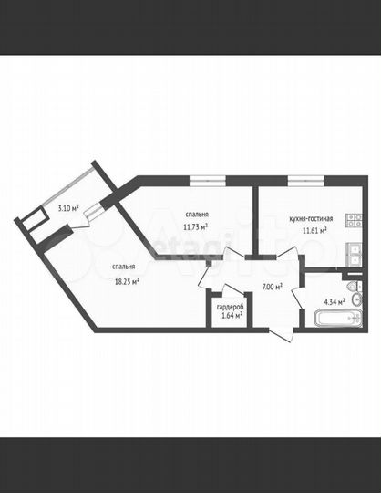 2-к. квартира, 55,7 м², 4/7 эт.