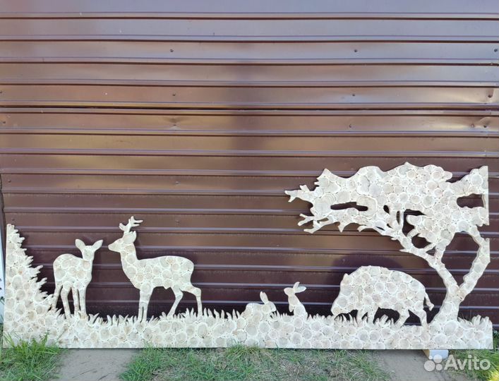 Панно из можжевельника Дикие животные