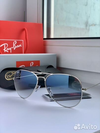 Очки Ray Ban Aviator авиаторы голубые