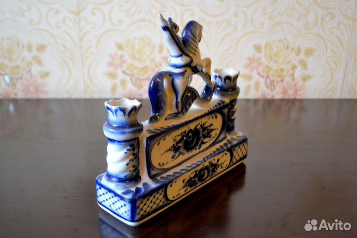 Подсвечник фарфор гжель