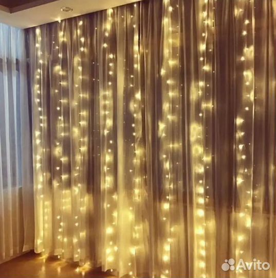 Гирлянда-шторка (тёплый цвет) 3*2