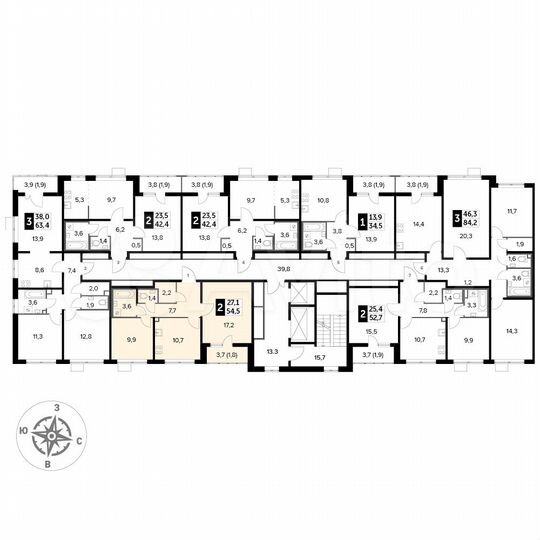 2-к. квартира, 54,5 м², 18/24 эт.