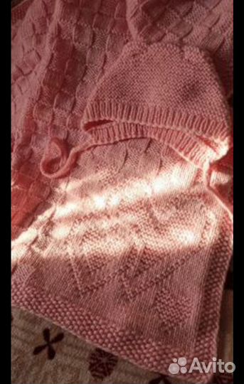 Плед для новорожденного 90х80 см + чепчик